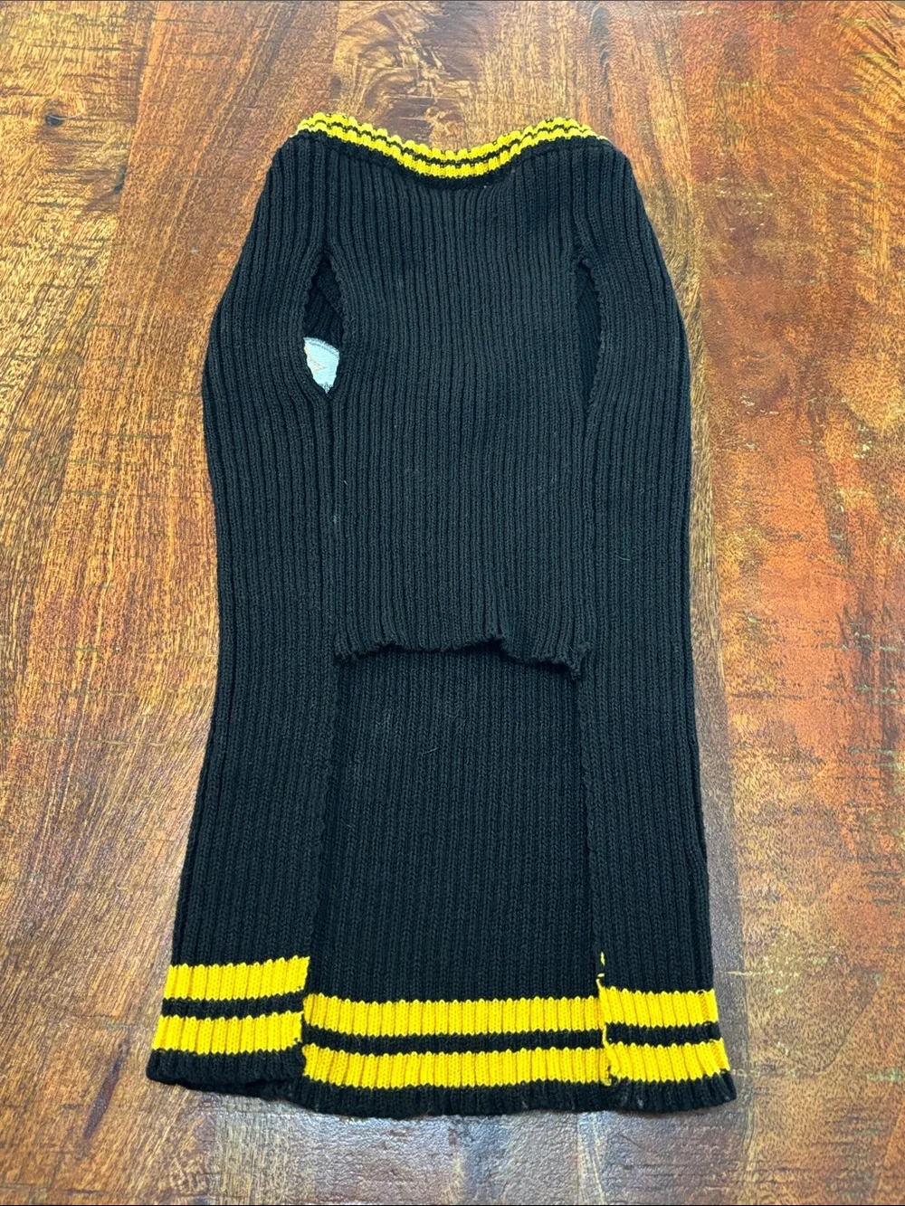 Pets First Black & Yellow Knit Dog Vest with Team Patch